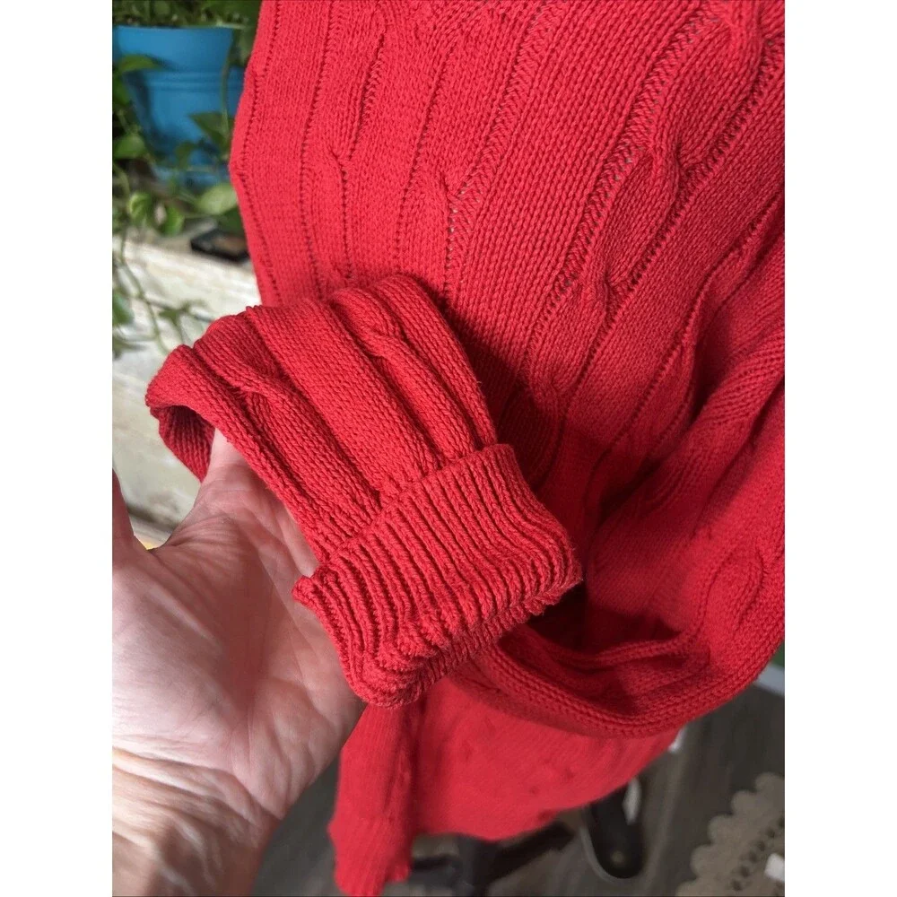Vtg Northsport 100% Cotton Oversized Red Sweater 90s Butter Mom Preppy Large